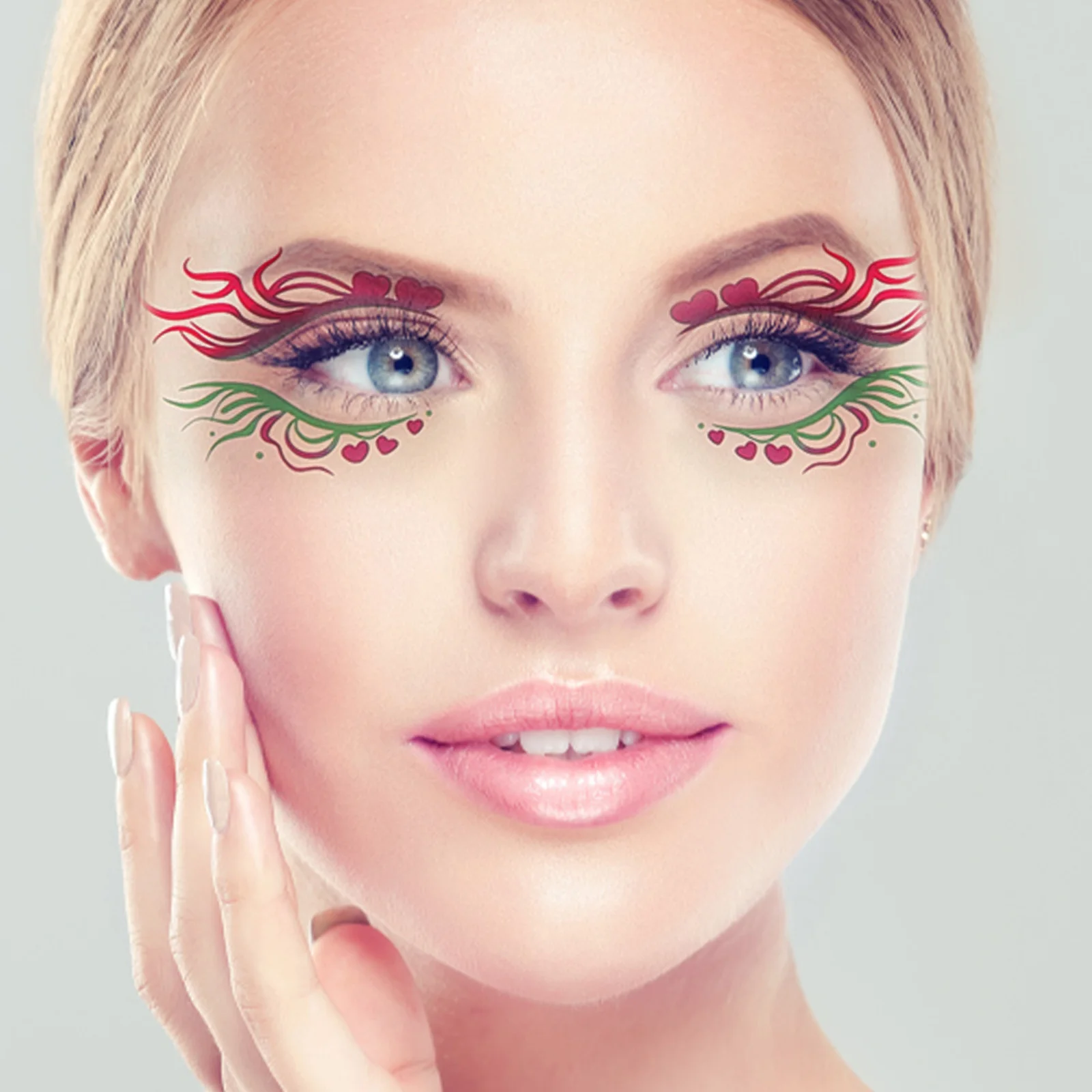 

10 Sheets Temporary Eye Tattoo Stickers Colorful Waterproof Face Stickers for Halloween Masquerade Party Makeup