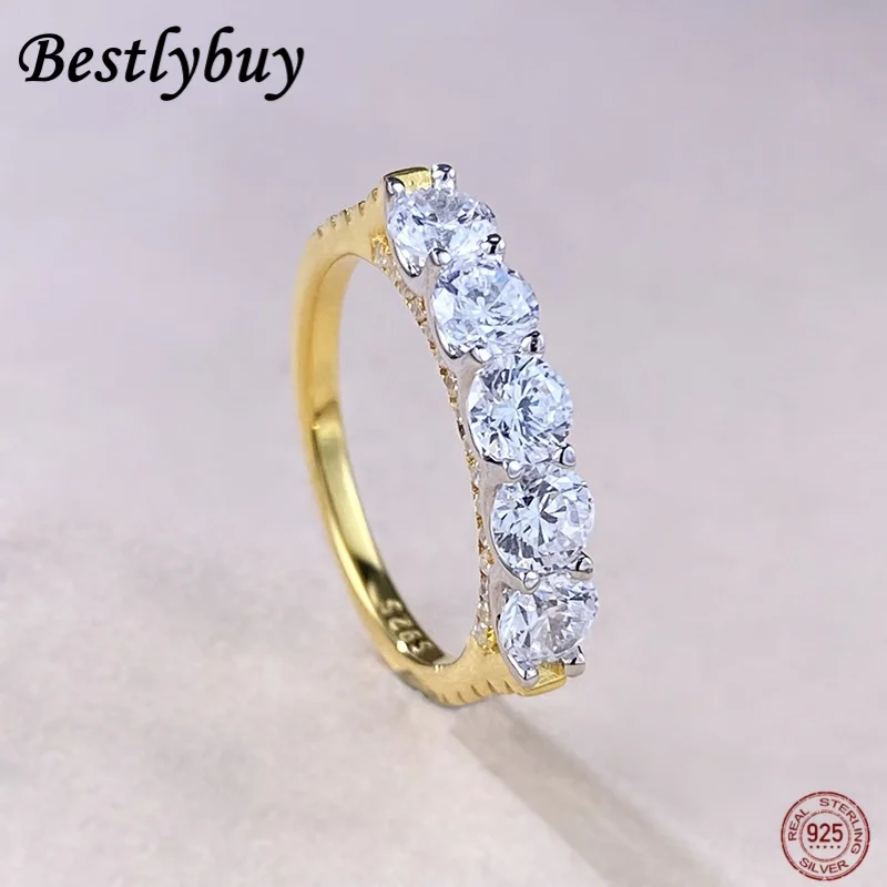 925 Pure Silver Light Luxury Single Row 4mm Zircon Ring For Women's European and American fashion Engagement High-end Jewelry