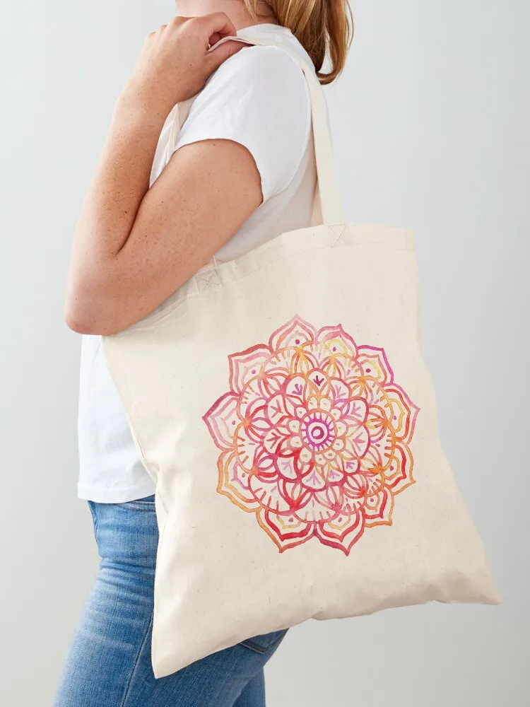 

Watercolor Medallion in Sunset Colors Tote Bag tote bag women custom fabric bag Shopper great