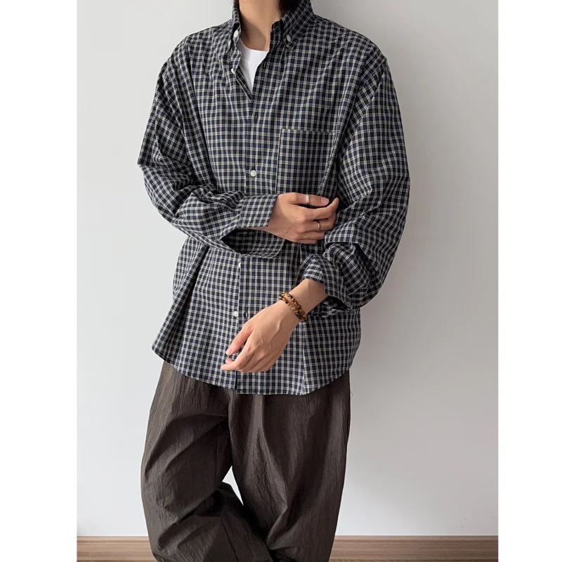

Мужская свободная повседневная универсальная хлопковая одежда на пуговицах в клетку в стиле ретро для взрослых, осенняя верхняя одежда Ci Walk