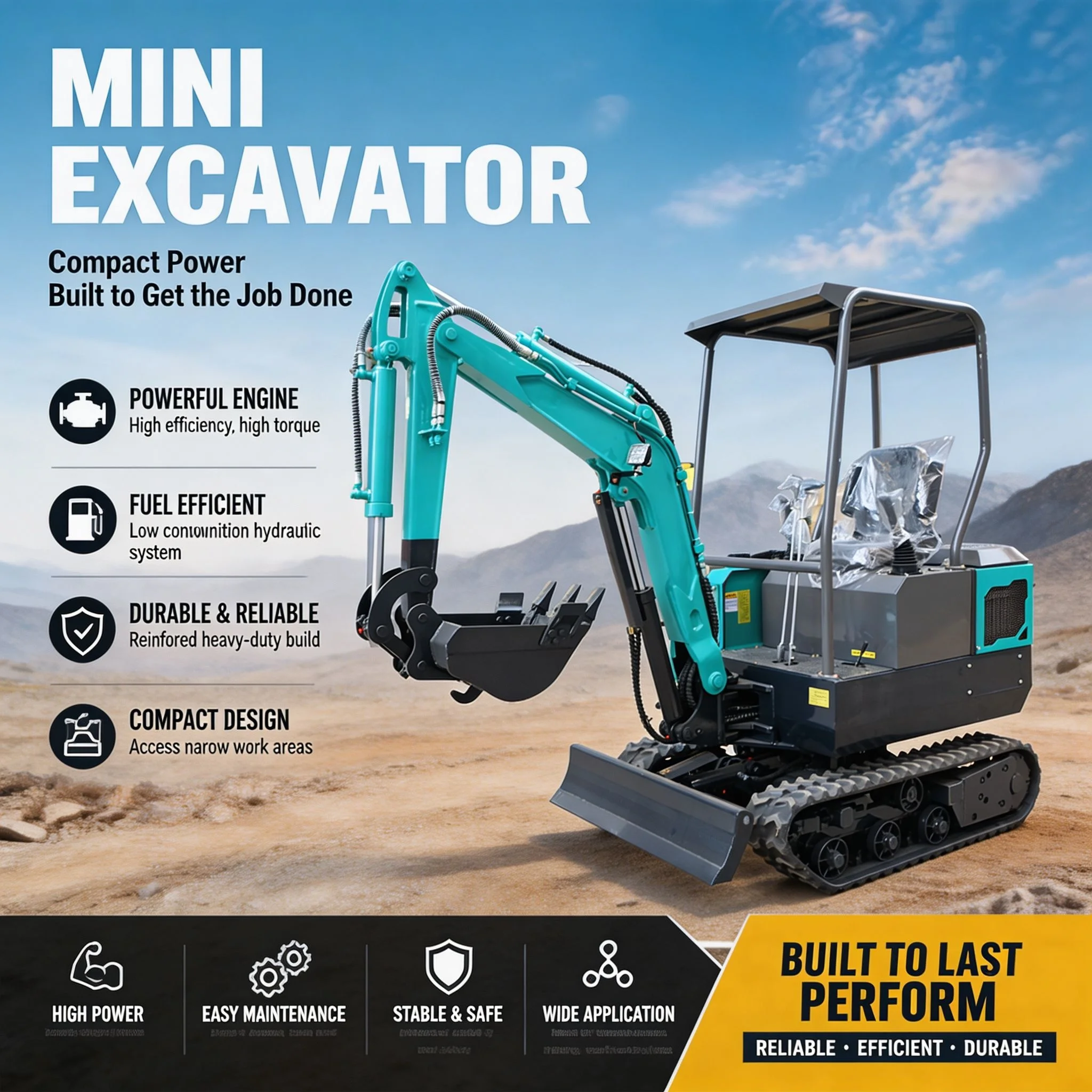 Euro 5 EPA Excavator 1 Ton Euro 5 Mini Excavator Trailer Hydraulic Excavator Price