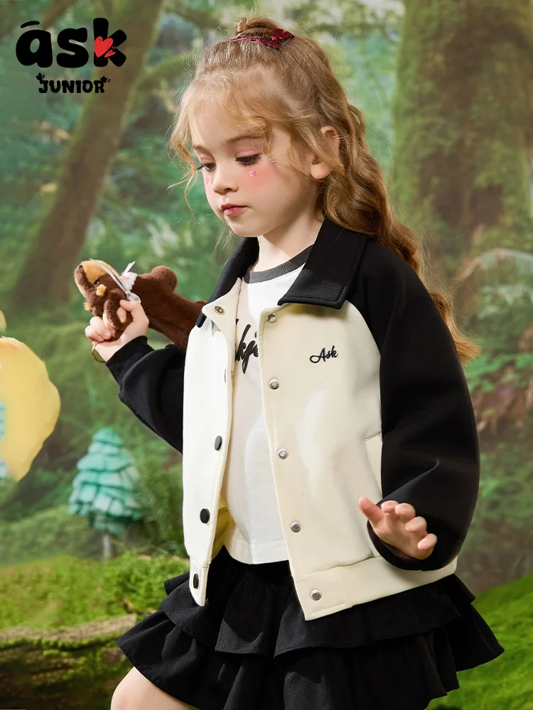 سترة ربيعية للأطفال الرضع بألوان متباينة وأكتاف مكشوفة وأكمام طويلة ملابس أطفال محبوكة بطية صدر السترة للفتيات #3