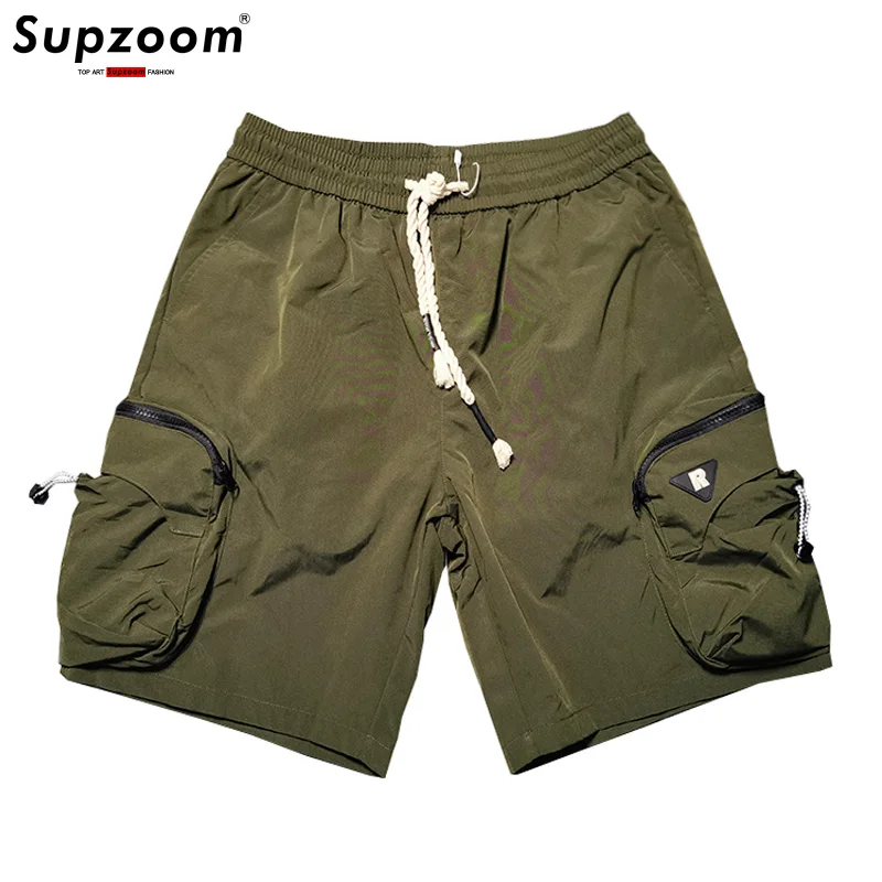 Supzoom New Arrival Top Fashion Summer Loose Casual Belt Design High Street Trendy Stitching Pocket Personalized Shorts Men
