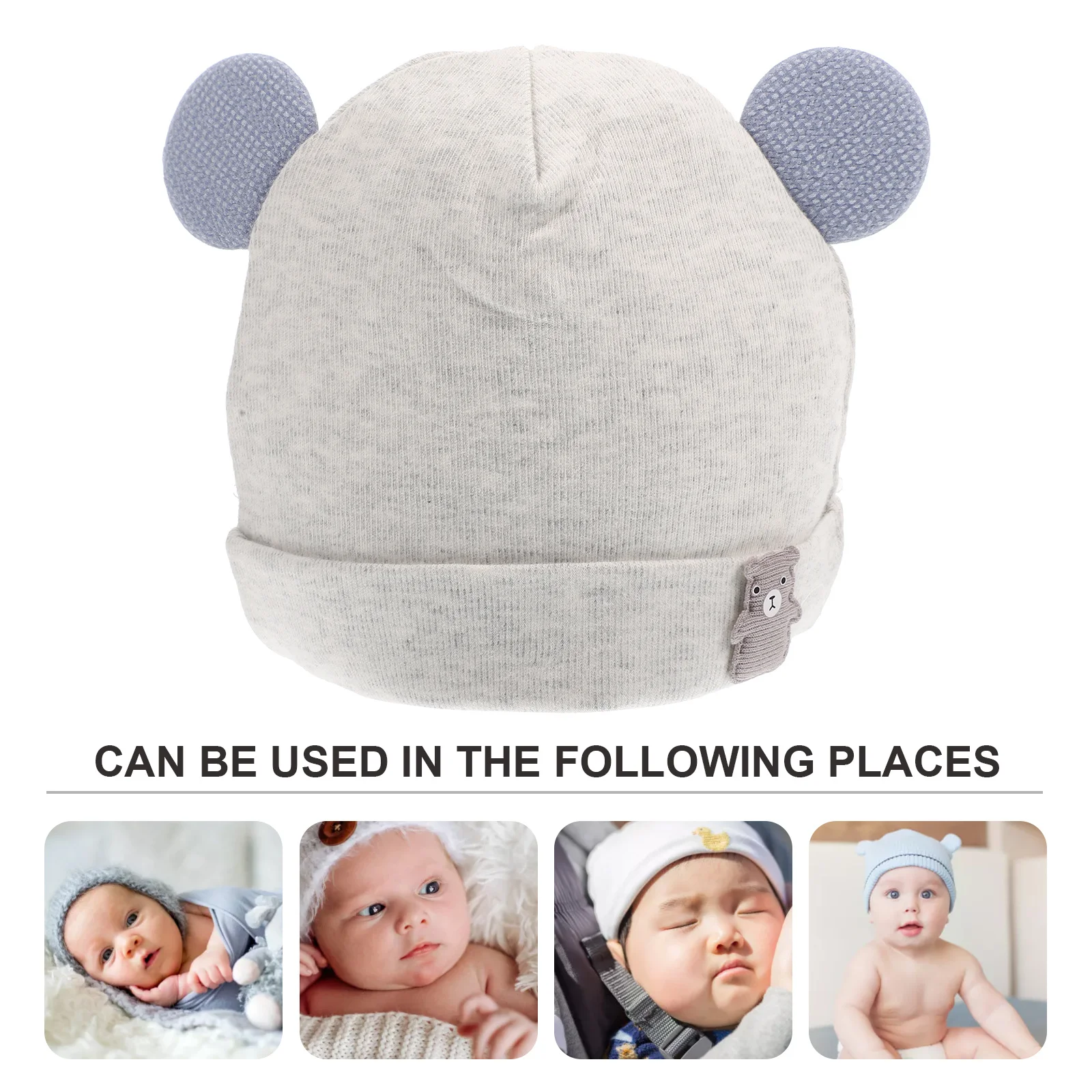 

6pcs Cute Bear Ear Hat Cotton Newborn Baby Cap Warm Infant Headwear For Winter Spring Autumn Soft Comfortable Turban