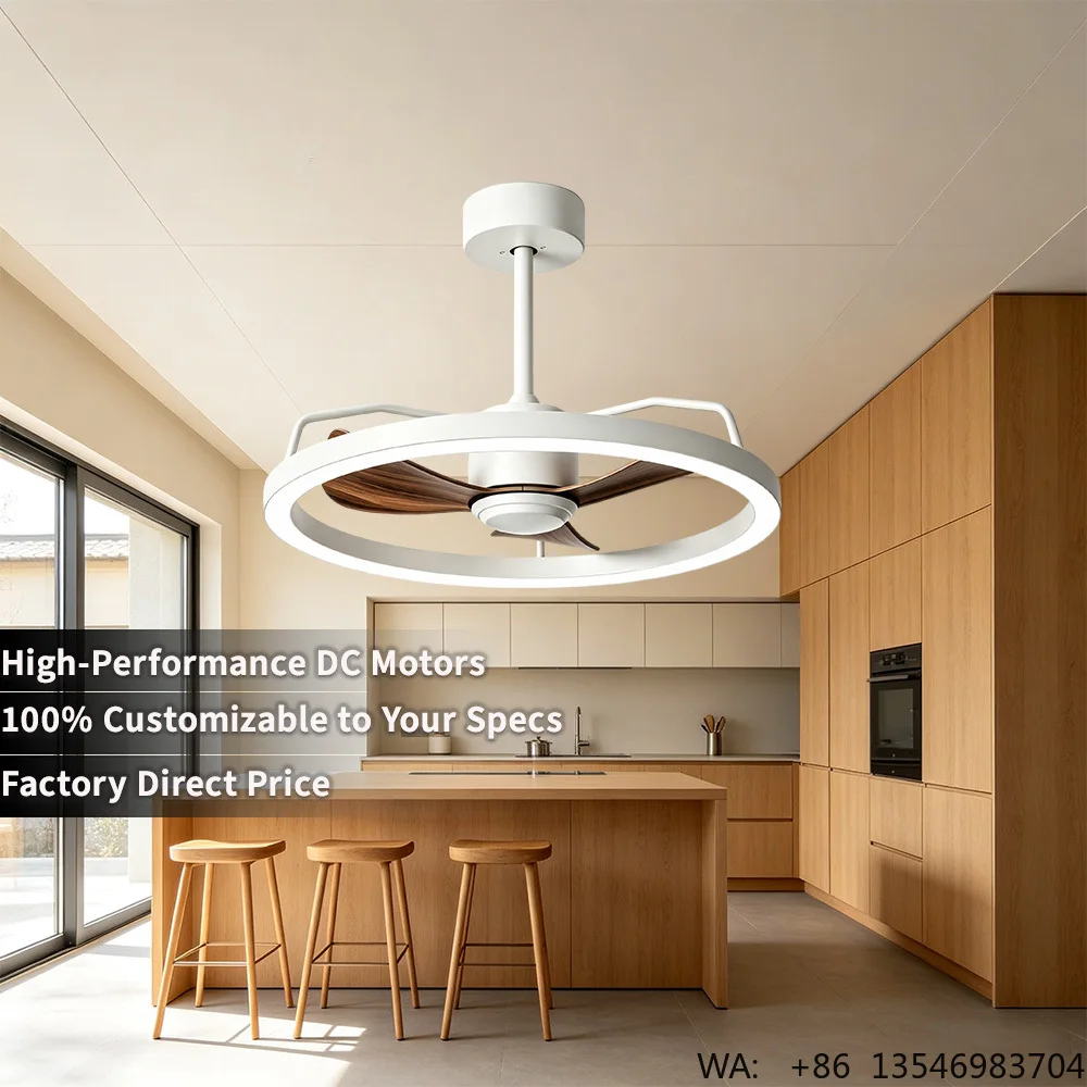 60cm Ring Ceiling Fan With Light, 3CCT Dimmable Silent DC Motor, ABS Blades Flush & Downrod Mount Fan Lamp for Bedroom