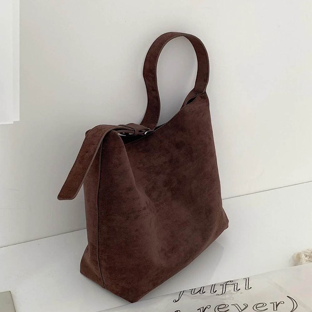 

Повседневные мягкие сумки-ведра для женщин, сумка через плечо из искусственной замши в стиле ретро, новые осенние и зимние кошельки для покупок, роскошная дизайнерская сумка