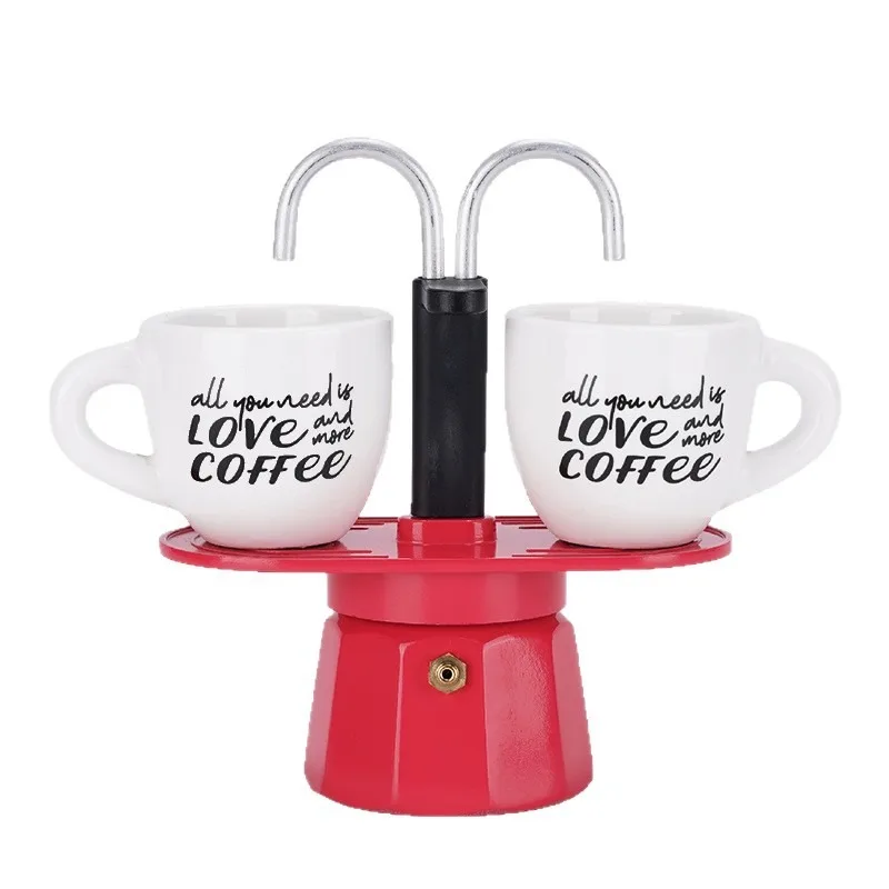 Double Enjoy Aluminum Mini 2-Cup Mocha Pot, Italian Coffee Machine, Home Camping Coffee Pot