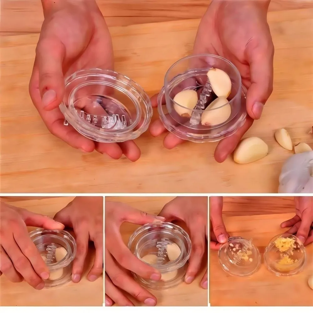 New Transparent Plastic Garlic Crusher Handheld Manual Garlic Press Twisting Design Multifunctional Garlic Grinder Home Cooking
