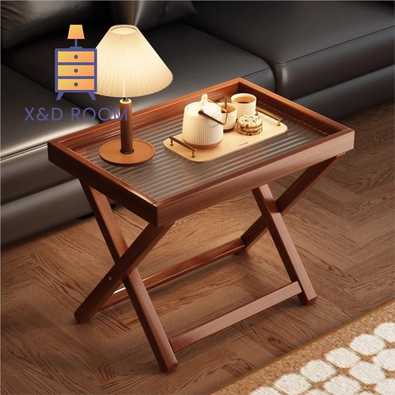 

XD Folding Small Coffee Table Living Room Sofa Side Cabinet Storage Tray Edge Table Household Mobile Tea Table Tea Tray