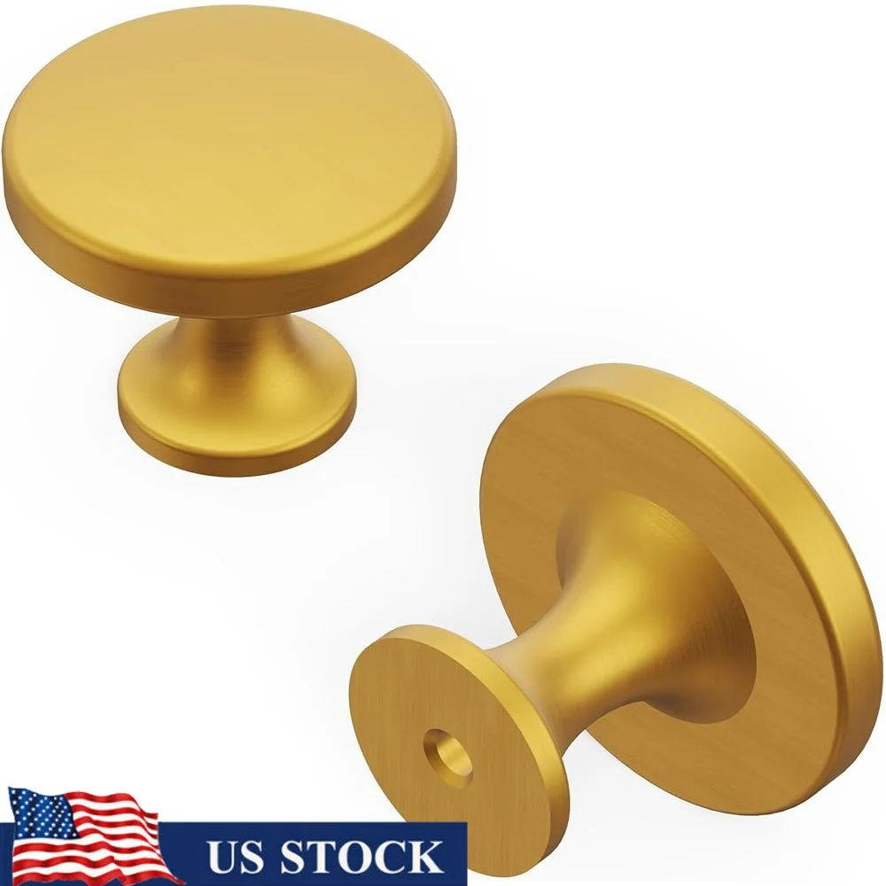 

10 Pack Solid Core Kitchen Cabinet Knobs Durable Pulls Handles Doors Drawers Easy Installation Ergonomic Design Brushed Golden