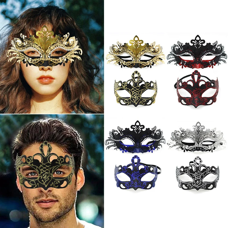 

2Pcs Couples Gold Purple Black Masquerade Masks Butterfly Venetian Face Cover for Mardi Gras Halloween Masquerade Party Costume