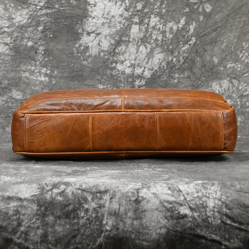 Men Briefcase Genuine Leather Laptop Bag 14 15.6" PC Doctor Lawyer Computer Bag Cowhide Male Briefcase Leather Men Business Bag