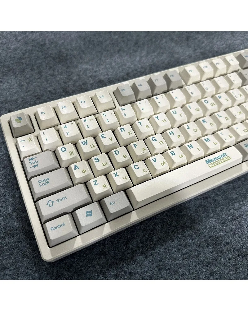 off white and light grey two tone pbt dye sub keycaps full set oem profile for mechanical keyboards