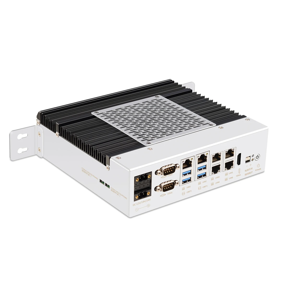 Fanless Mini PC Din Rail Computer 24V DC Power 6 Lan Port Intel I5 6500U 8G Memory PCIE Mini PC For Industrial Display