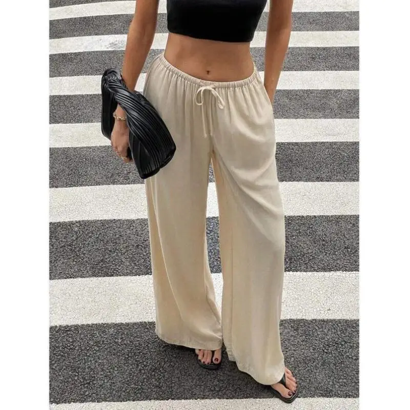 

Men's Casual Pants Summer Women's Color Linen High Waist Straight Leg Korean Sle Neutral High Waist Linen Trousers