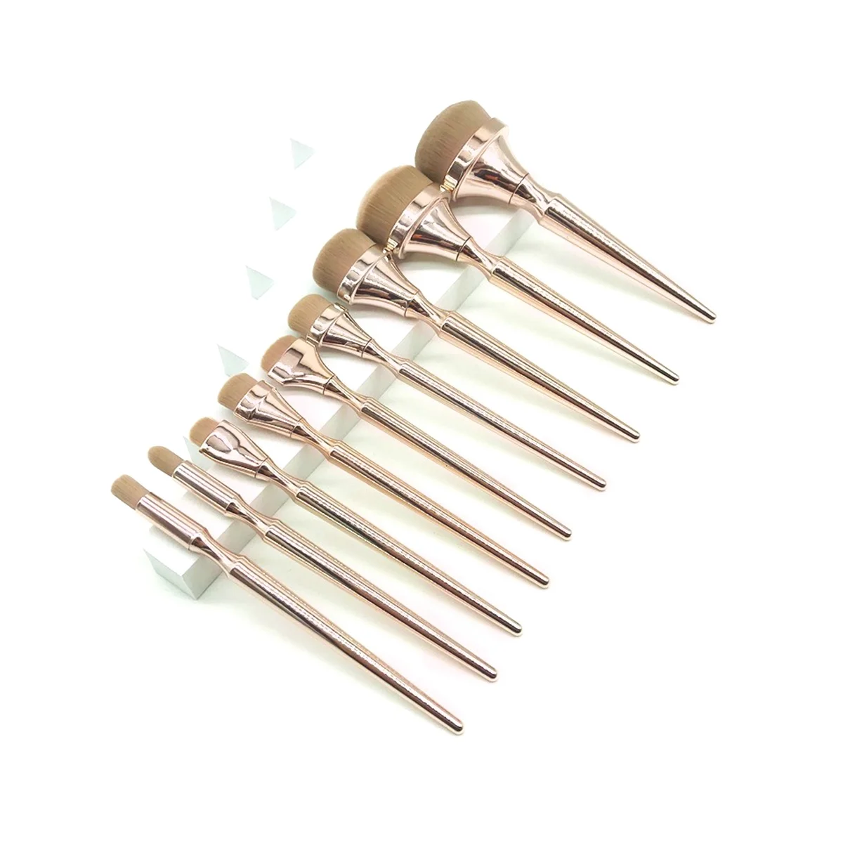 9 pinceaux de maquillage ovales dorés, pour débutants, fond de teint, Blush, ensemble de pinceaux de maquillage sans trace
