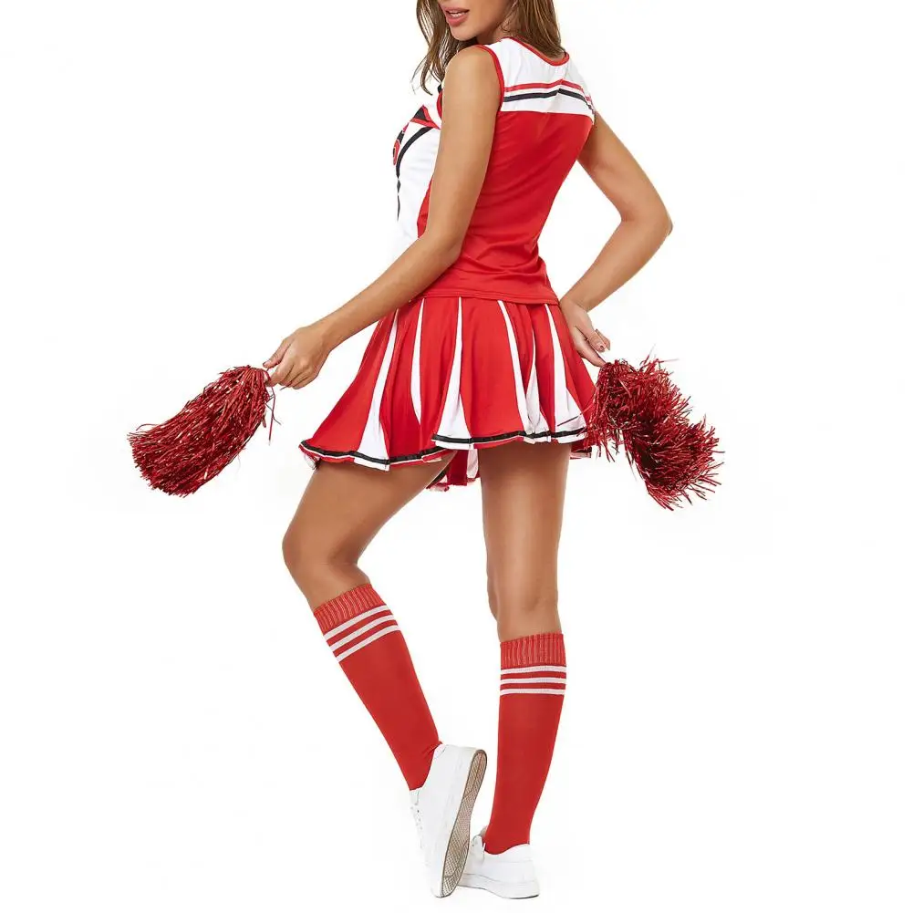 2-teiliges Set Cheerleader Performance Outfit Ärmelloses Top Rock Set High School Glee Club Girl Cheerleading Kostüm Kleid Uniform