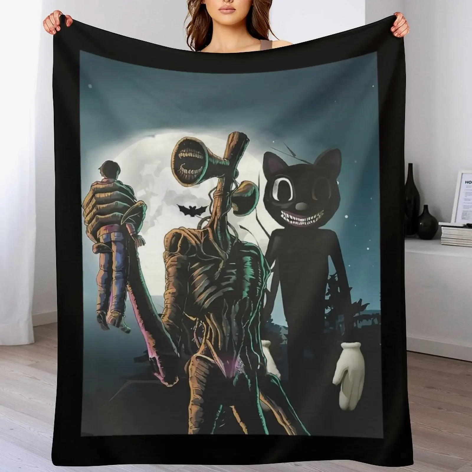 

Siren head and Cartoon Throw Blanket Stylish Couch Blanket for Home Living Room