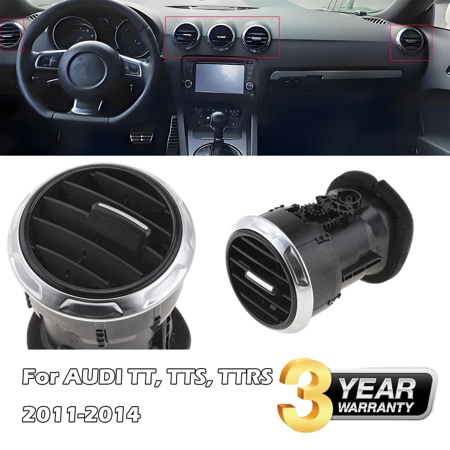 

8J0820901E3Q7,8J0820901E 3Q7 Dashboard Air Condition Vent For AUDI TT,TTS 2.0L 2011-2015,TT RS 2.5L 2012-2013