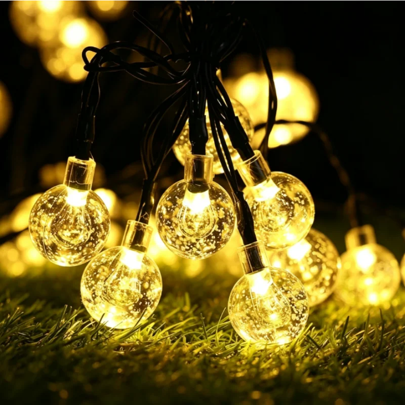 Solar Crystal Globe Lights, 200 LED Waterproof Outdoor Fairy String Lights for Garden Christmas Decor