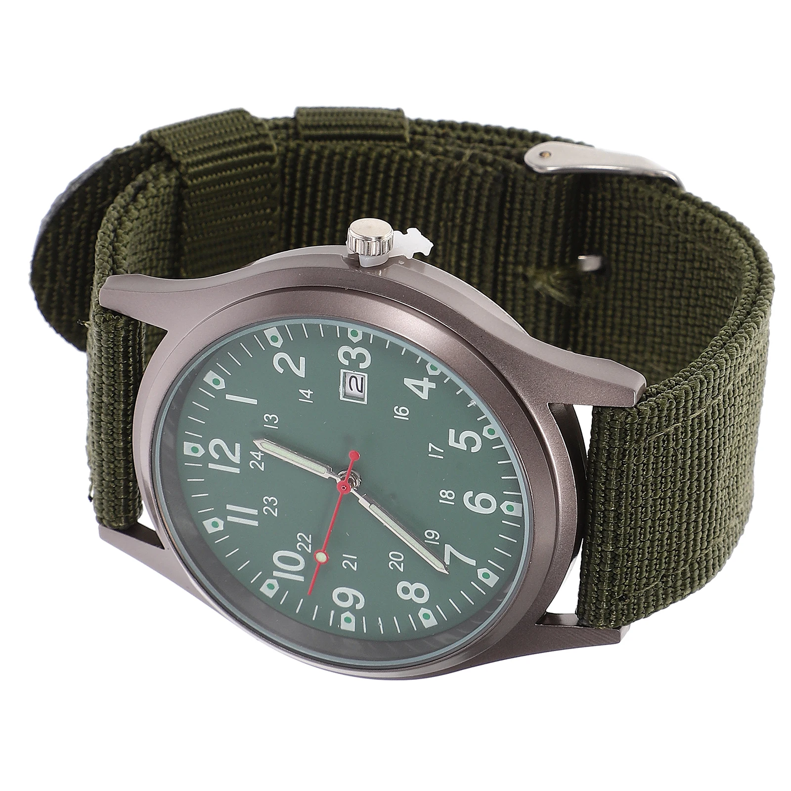 

Casual Watches Men Adjustable Bracelet Fashion Green Calendar Wristwatches Unisex Canvas Quartz Movement Scratch Resistant Glass