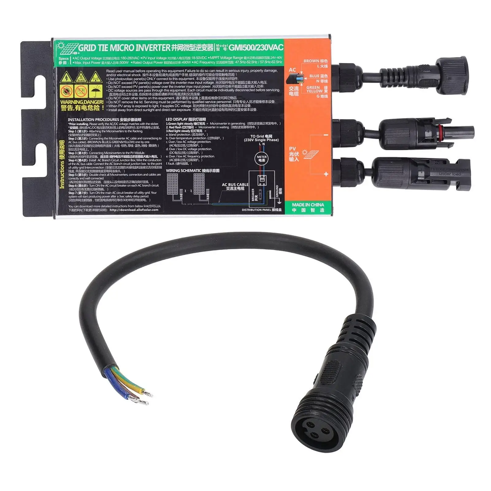 

500W Sine Wave Solar Micro Inverter 230V Grid Connected for small Solar Systems 0.2 To 1.6KW Efficient Practical Solution
