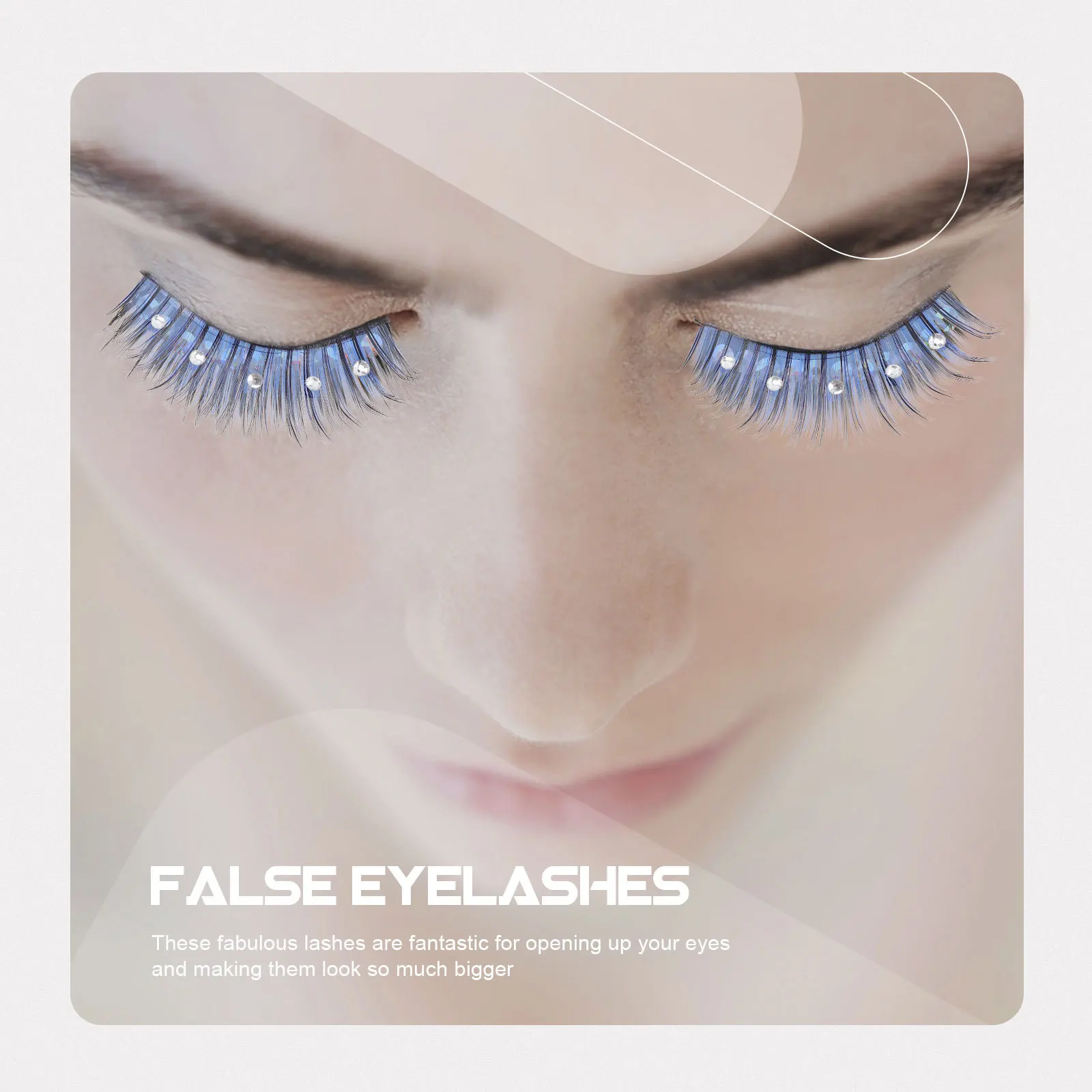 

5 Pairs Colored Fake Lash Extensions Rhinestone Cosplay False Eyelashes For Festival Nighttime Looks Blue Lashes Makeup