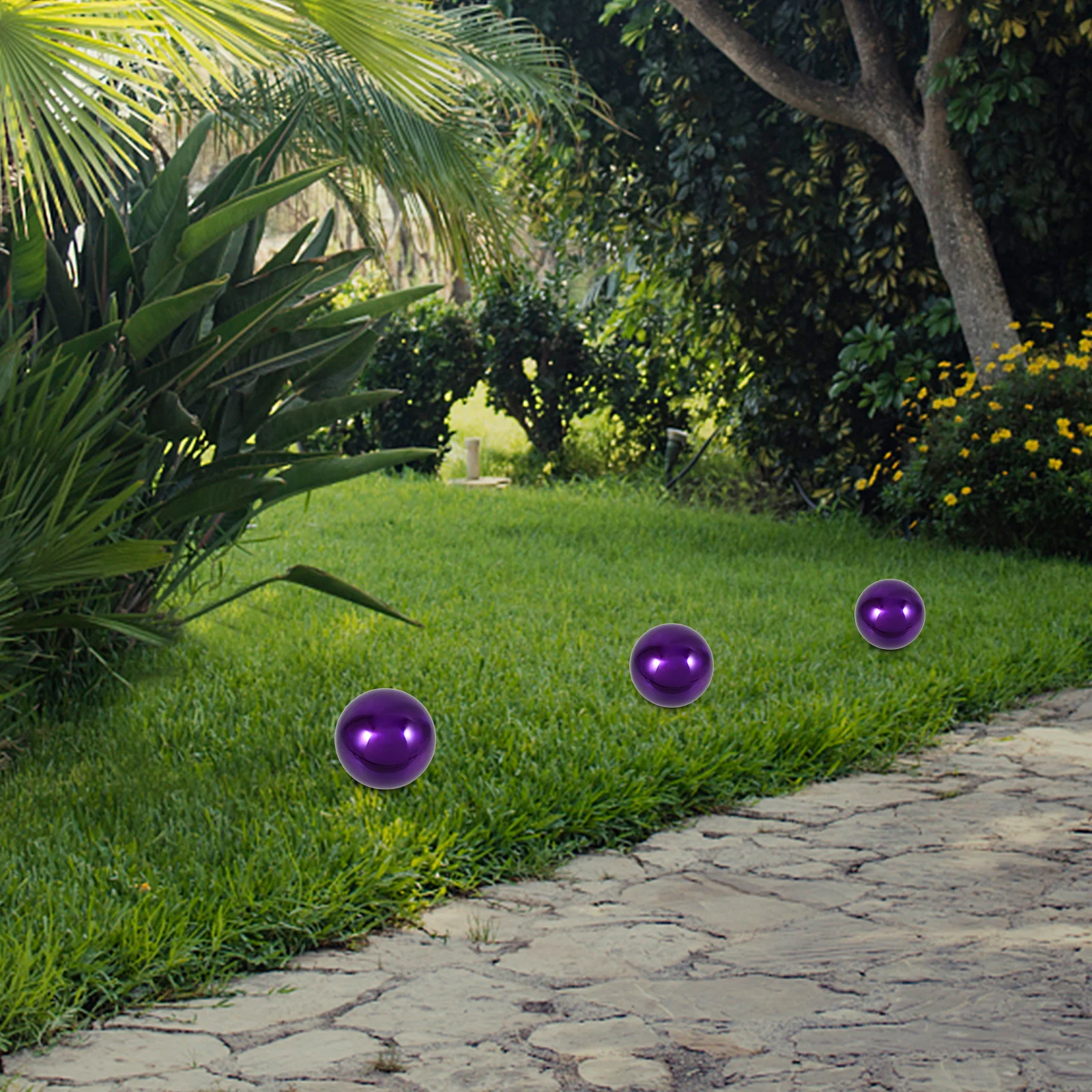 Globo da giardino in acciaio inossidabile lucido con gemma riflettente, sfera a specchio per esterni lucida, puntello decorativo per osservazione