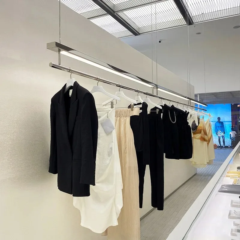 Hanger hanger stainless steel ceiling rack with lamp wall display rack