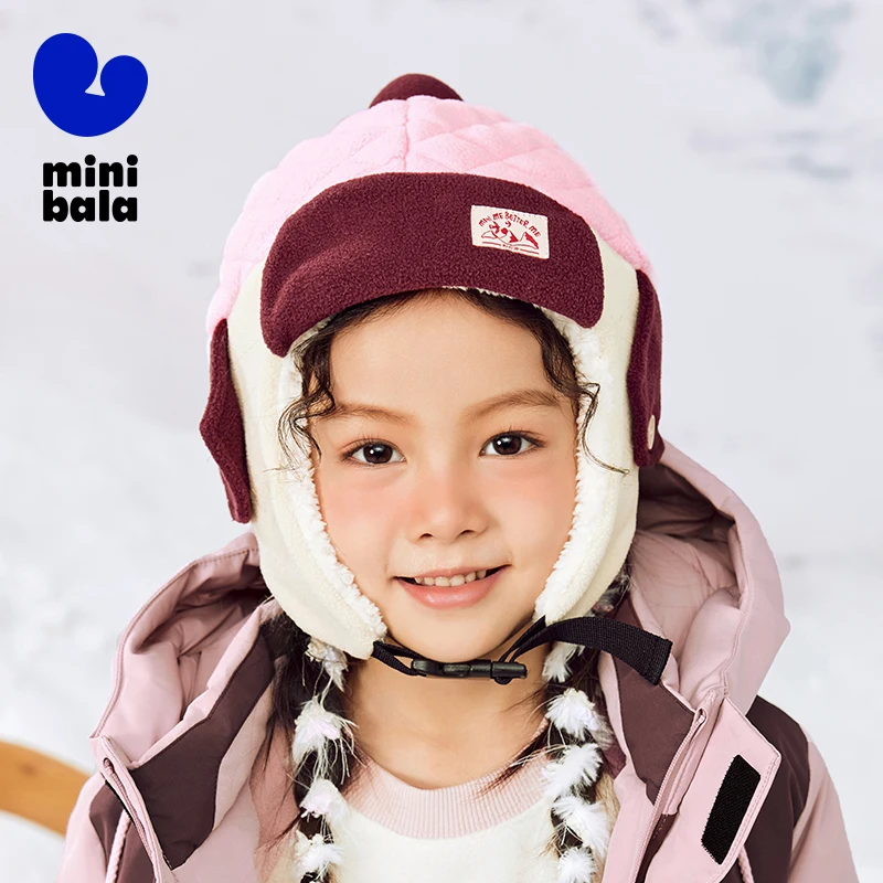 

Мини-детская зимняя шапка Balabala, новинка 2025 года, толстая теплая шапка с защитой ушей на флисовой подкладке