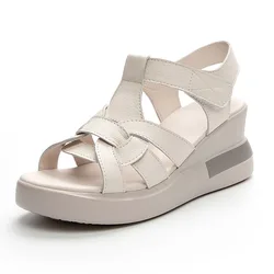 GKTINOO Genuine Leather Wedges Sandals For Women High Heels Platform Sandals Summer Casual Shoes 2026 Sandalias Mujer