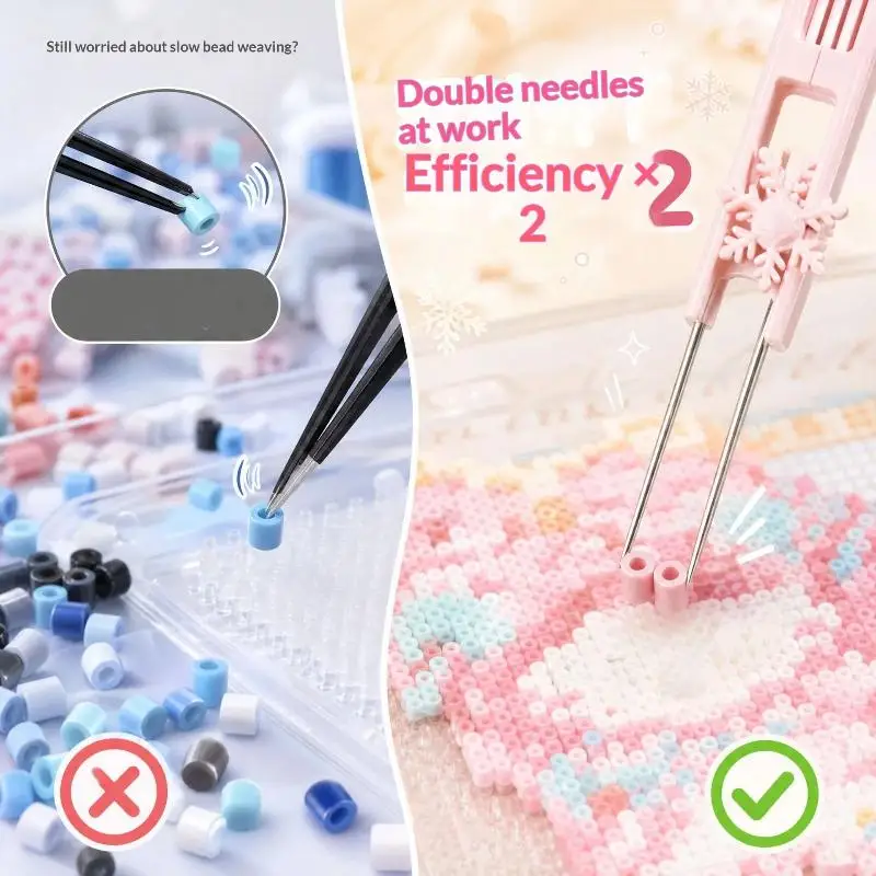 2.6mm Fuse Bead Art Needle Tweezer Tray Kits Creative DIY Fuse Beads Picking Tray Kit Montessori Toy Bead Storage DIY Accessor