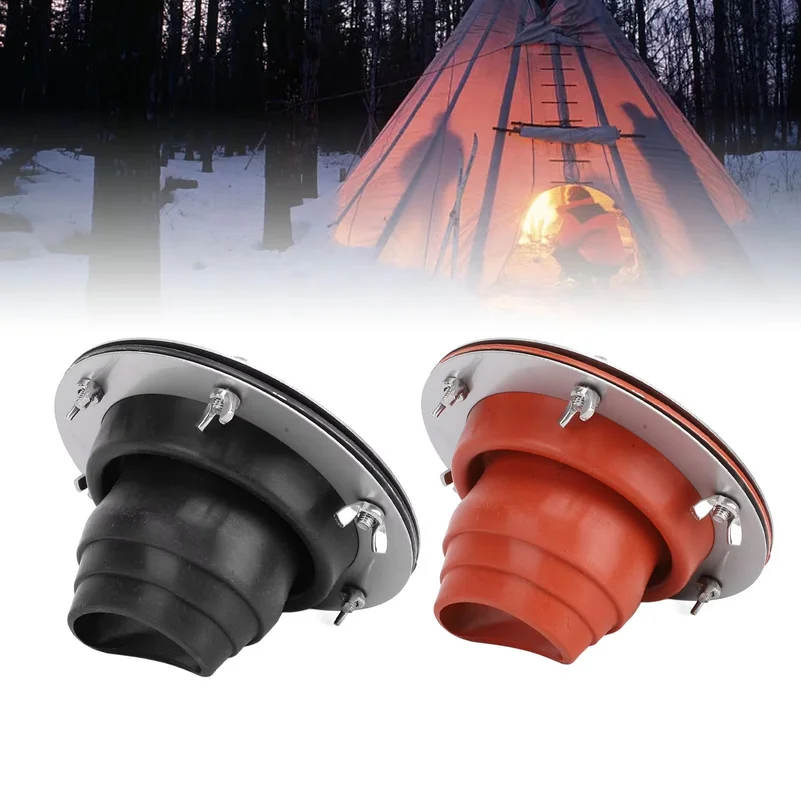 Tent Roof Stove Jack Kit High Temp Silicone Pipe Boot Flashing Roof Flue Kit Compatible with Triple Wall Pipe Sections