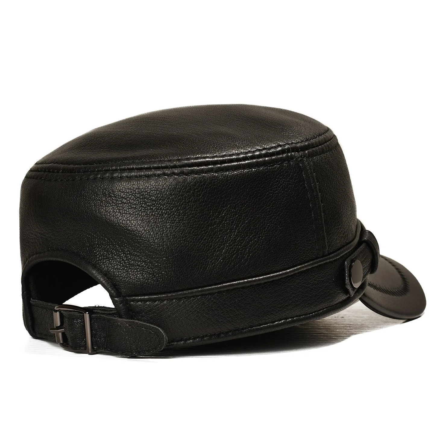 Spring Casual Men Genuine Leather Baseball Caps Sheepskin Military Belt Warm 56-60 Adjustable Sprot Flight Hats