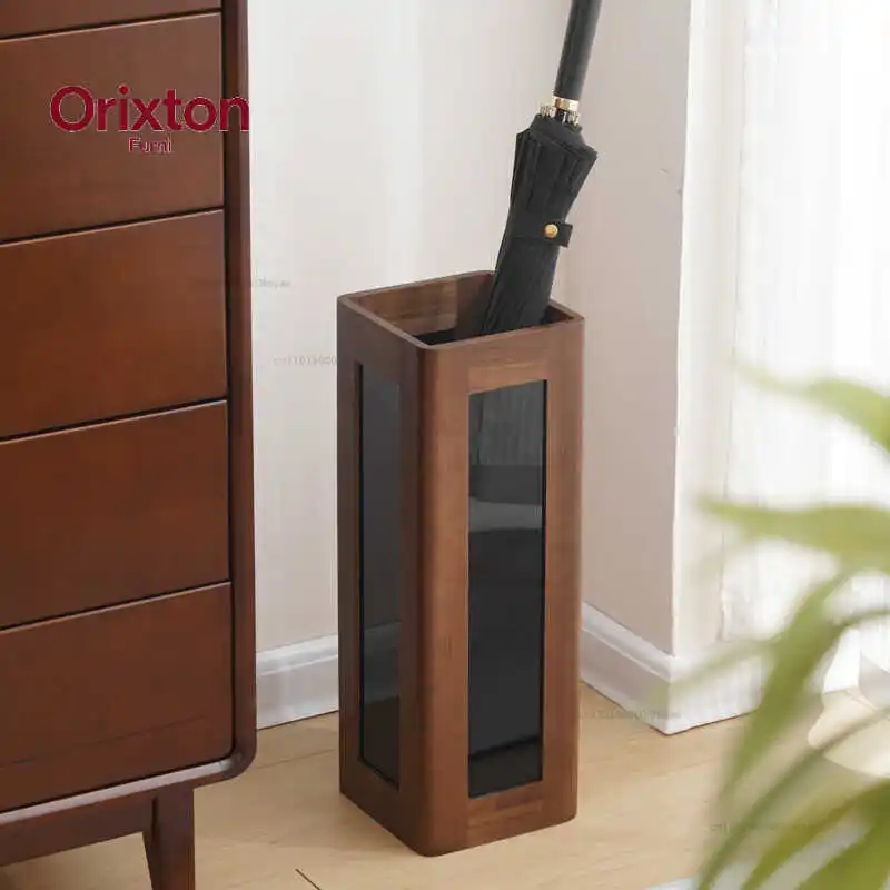 Wood Umbrella Holder Umbrella Stand with Removable Drip Tray Modern Umbrellas Storage Boxes Room  Saving Umbrellas Rack