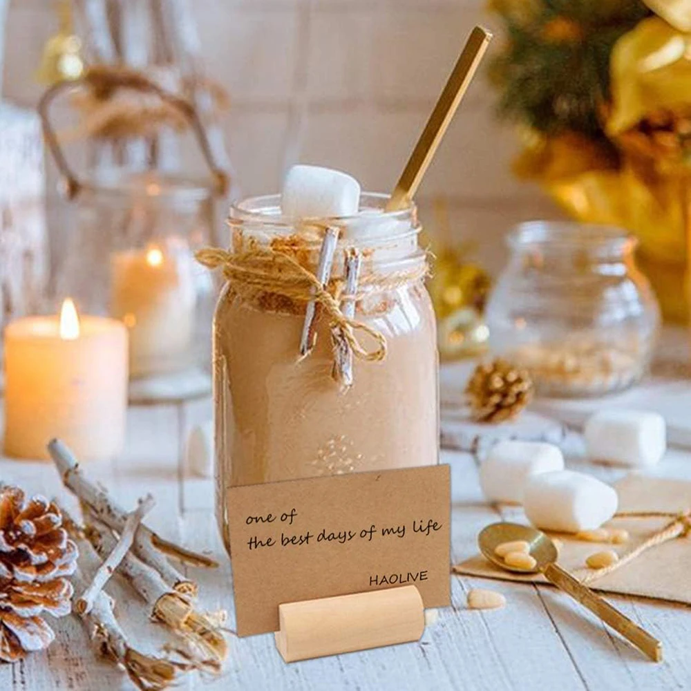 10/20/40/60/100PCS Wood Place Card Holders Wooden Table Number Stands Wedding Sign Rustic Message Name Display Stand Wedding