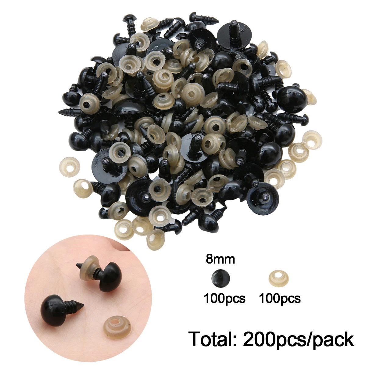 12-460 stuks 5-30mm Zwarte Plastic Veiligheidsogen Multi-Size Geschikt voor DIY Haakwerk Dierenogen Ambachtelijke Decoratie Accessoires