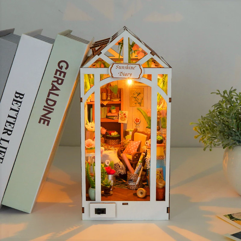 

DIY Book Nook Kit Wooden Mini Doll House 3D Puzzle Assembly Bookshelf Insert Home With Light Building Model Toys Gift ﻿Dollhouse