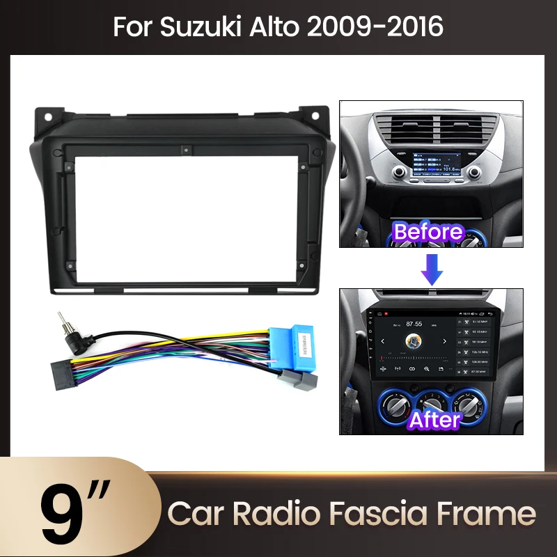 

9-дюймовая лицевая рамка для радиоприемника Android для Suzuki Alto 2009-2016, панель приборной панели MK7, монтажная панель приборной панели, комплект кронштейнов 2Din