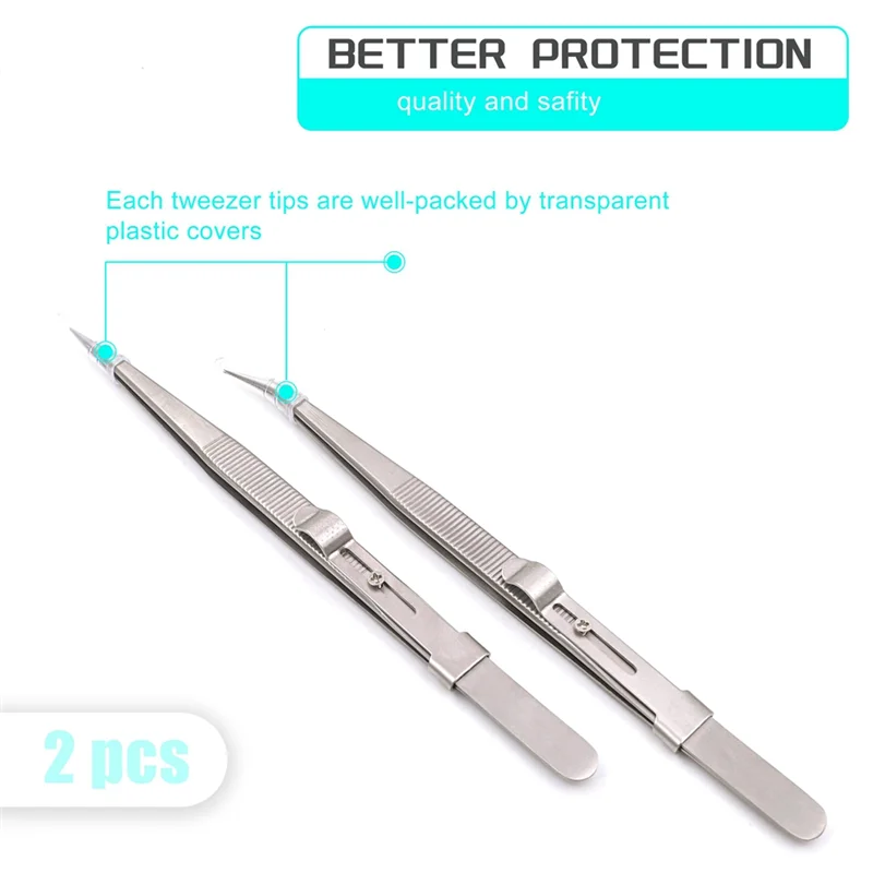 75STO-2PCS Precision Tweezers, Model Hobby Making Tools, Upgraded Bent And Straight Flat Tip Stainless Steel Tweezers
