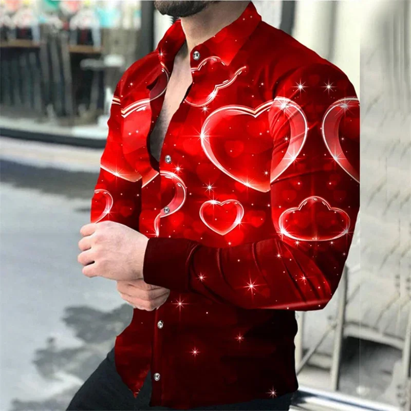 

2023 Fashion Men's Tops Shirt Casual Outdoor Festival Outdoor Red Geometric HD Pattern Soft Comfortable New XL