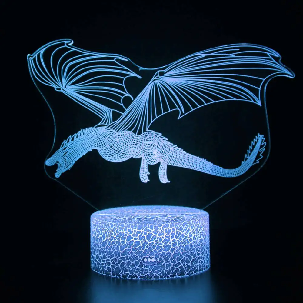 Nighdn Dragon Night Light 3D LED Dinosaur Lamp Room Bedroom Decoration 7 Color Changing Birthday Holiday Gifts Child Nightlight