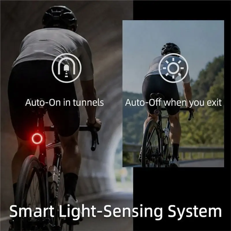 ABVE-Smart Light Sensing Bike Tail Light Alarm Light, Find Your Bike In A Crowd One-Press 'Wake-Up', 110Db Alarm