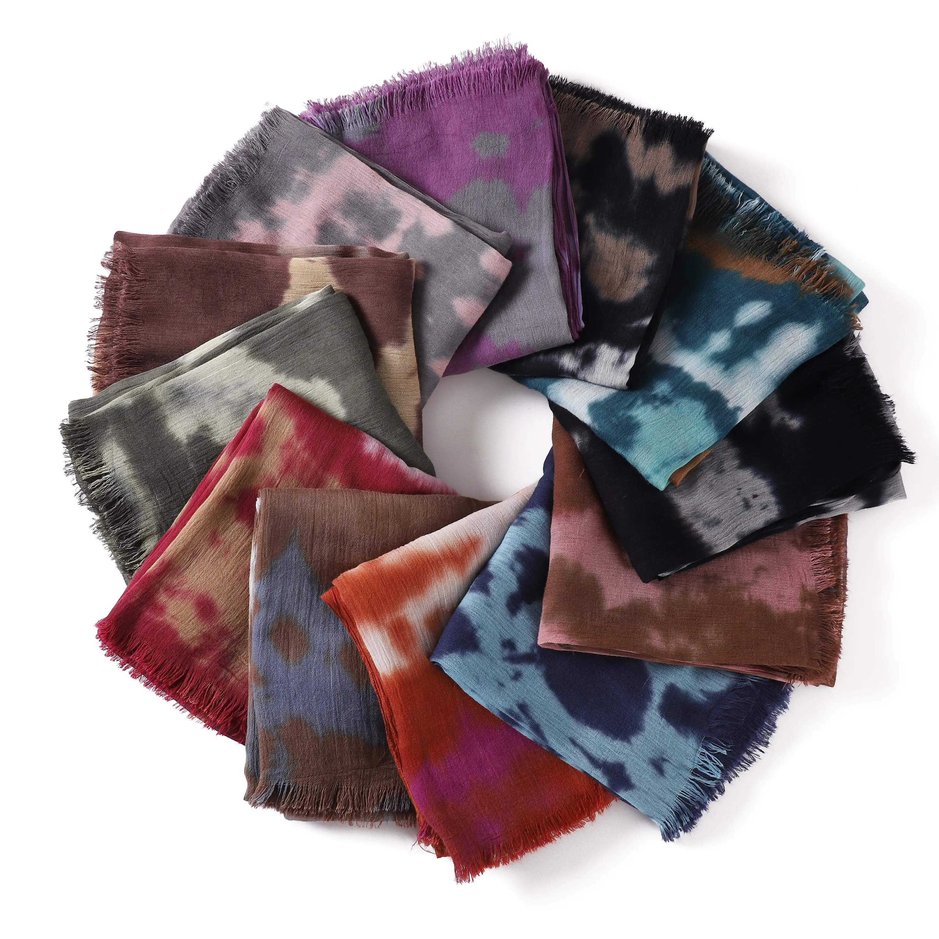 New Printing Style High Quality Tie Dye Hijab Long Scarf Women Colorful Soft Shawl Muslim Scarves Light Weight Summer Head Wraps