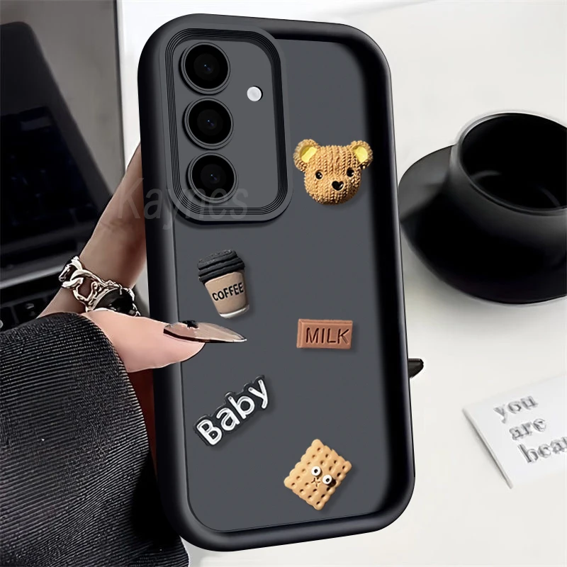 Cute Bear Coffee Cartoon Case For Infinix Hot 40 Pro 40i 30 30i 20 10 9 11 Play Note 40 Pro Plus 12 Turbo G96  Zero30 Case Cover