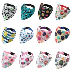 2pcs Set Puppy Dog Cat Bandana with Collar Cute Print Pet Triangle Bandage for Small Dogs Yorkshire mascotas Grooming Products