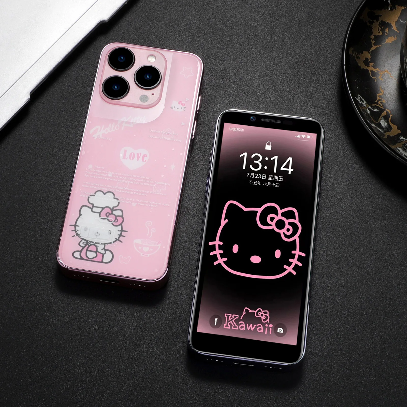 Hellokitty Cute New K68 Mobile Phone Pink Blue Cartoon Mini Mobile Phone Multi Language Multifunctional For Kids Birthday Gifts