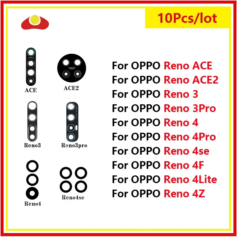 10Pcs Rear Back Camera Glass Lens For Oppo Reno ACE 2 3 4 Pro 5G 4SE 4F 4Z 4 Lite With Sticker Replacement Parts