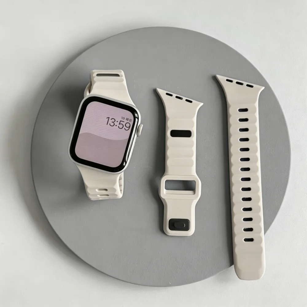 Silikonarmbänder für Apple Watch 46mm 44mm 45mm 42mm 49mm Sport Correa Armband iWatch Series 11 10 9 8 7 6 5 SE Ultra 2 3