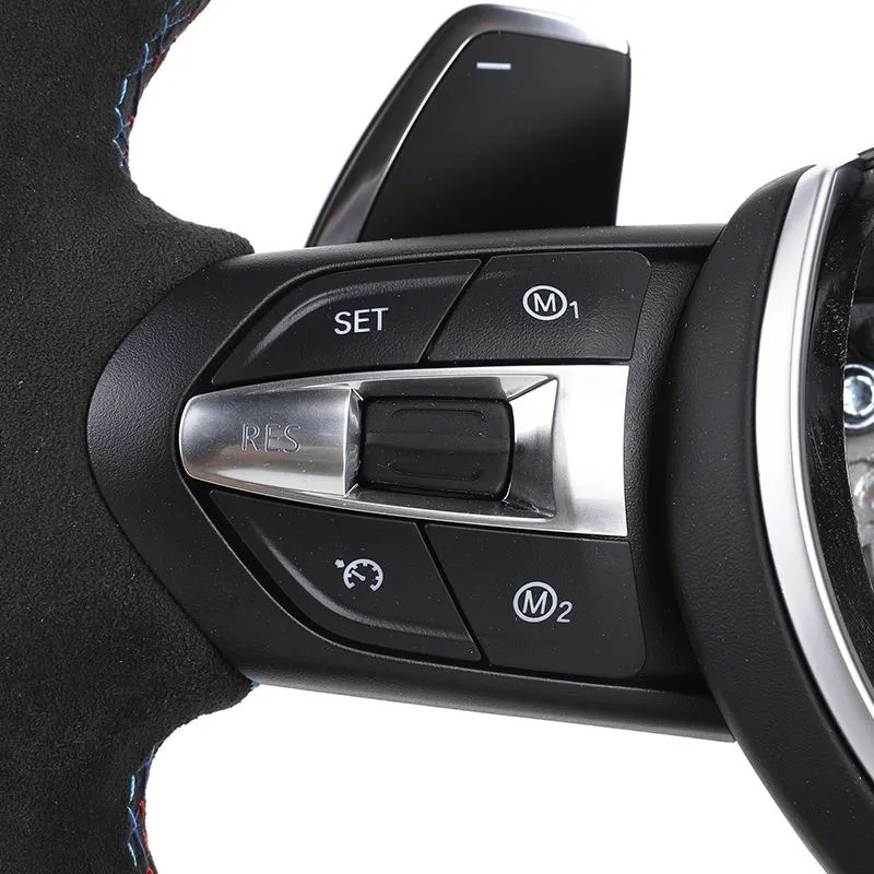 Black Alcantara Regular Sport Steering Wheel, Blue Label Decor Custom Parts Fit Popular Aftermarket Multi Chassis Vehicle Refit view 4